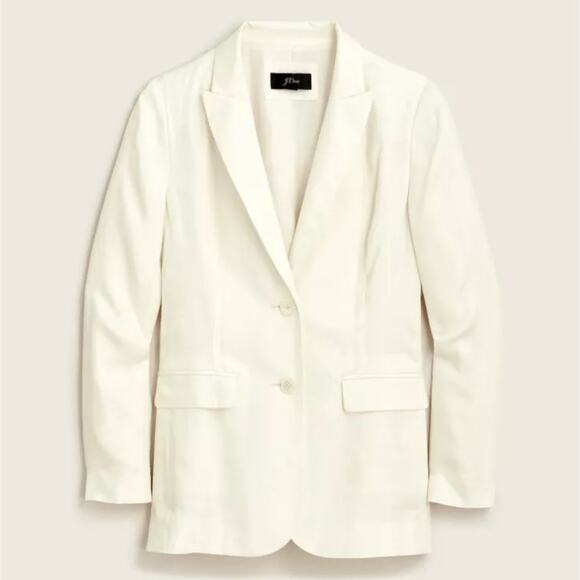 J. CREW Limited Edition Drapey Long Parke Blazer Cupro Ivory Sz 10 {HH49} - Picture 2 of 8